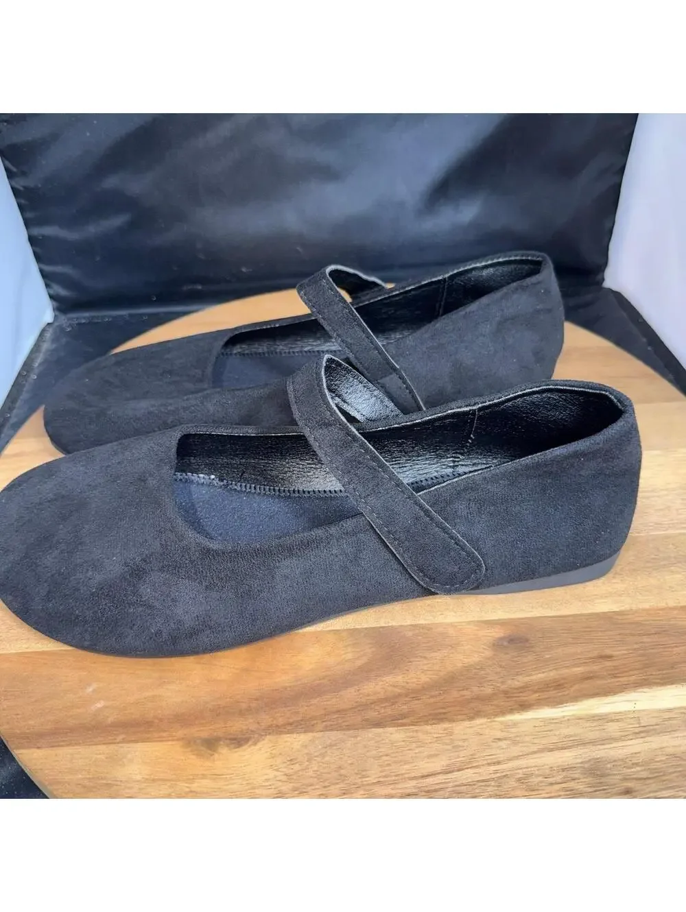 Women’s Black Mary Jane Flats Size 43 Comfort Slip On Shoes